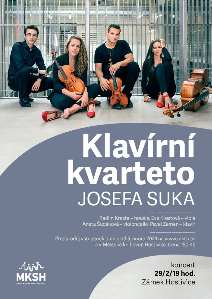 Zavítejte na další koncert na zámku - Klavírní kvarteto Josefa Suka